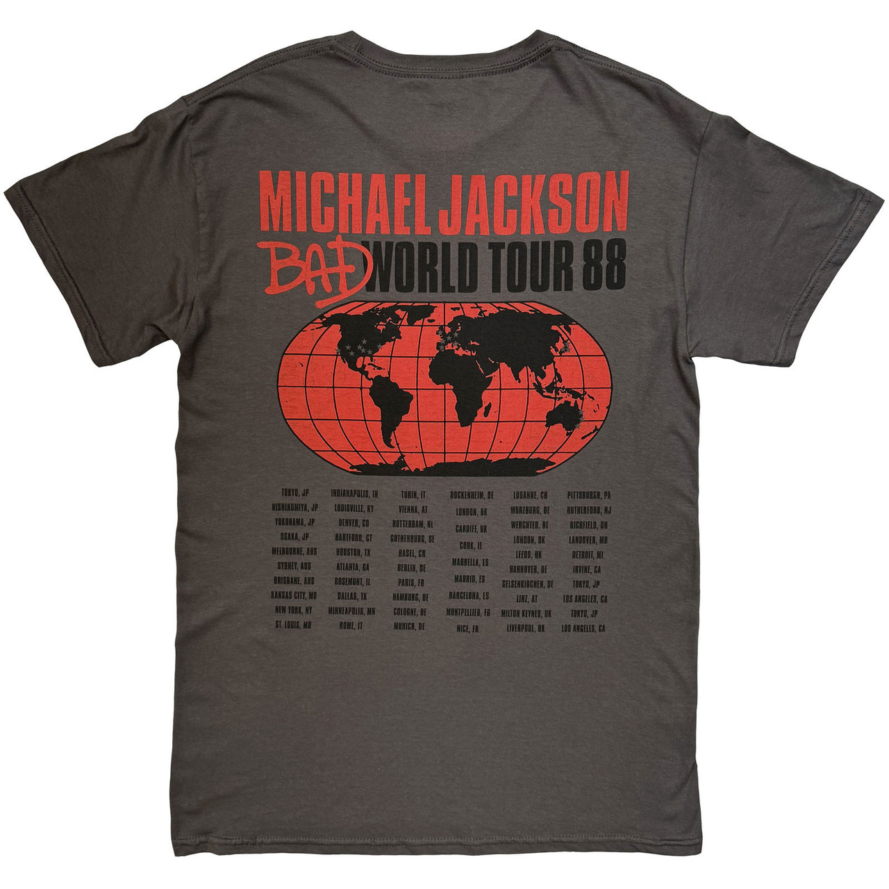 Michael Jackson 'Bad World Tour '88' (Charcoal Grey) T-Shirt