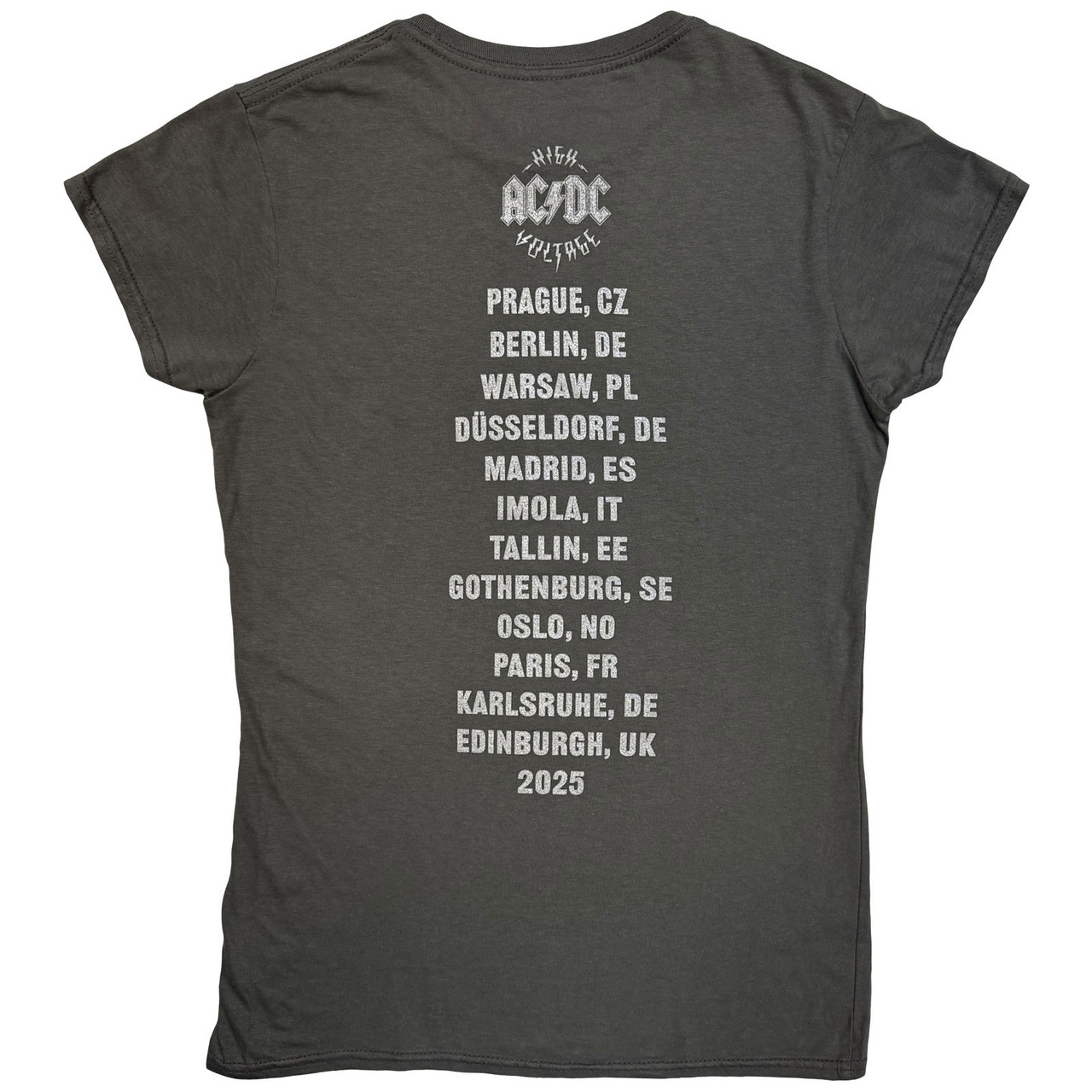 AC/DC 'Silver High Voltage EU Tour '25' (Charcoal Grey) Womens Fitted T-Shirt