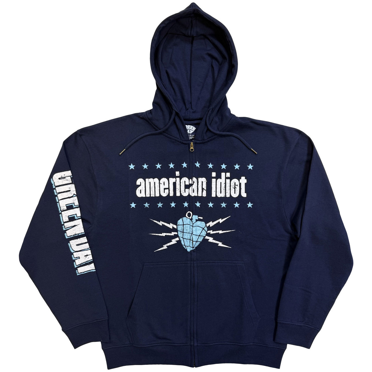 Green Day 'American Idiot Electric' (Navy) Zip Up Hoodie