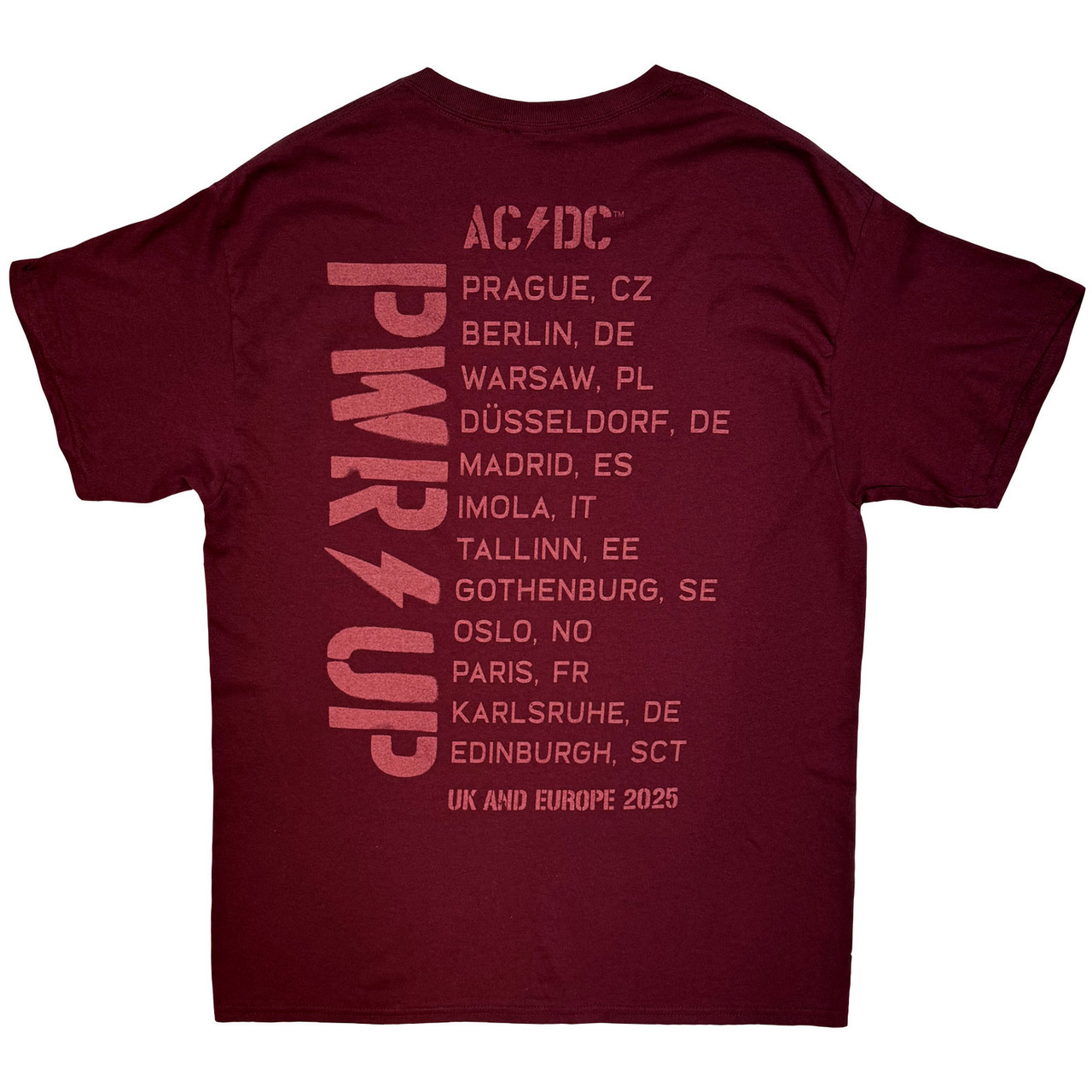 AC/DC 'Logo EU Tour '25' (Maroon Red) T-Shirt