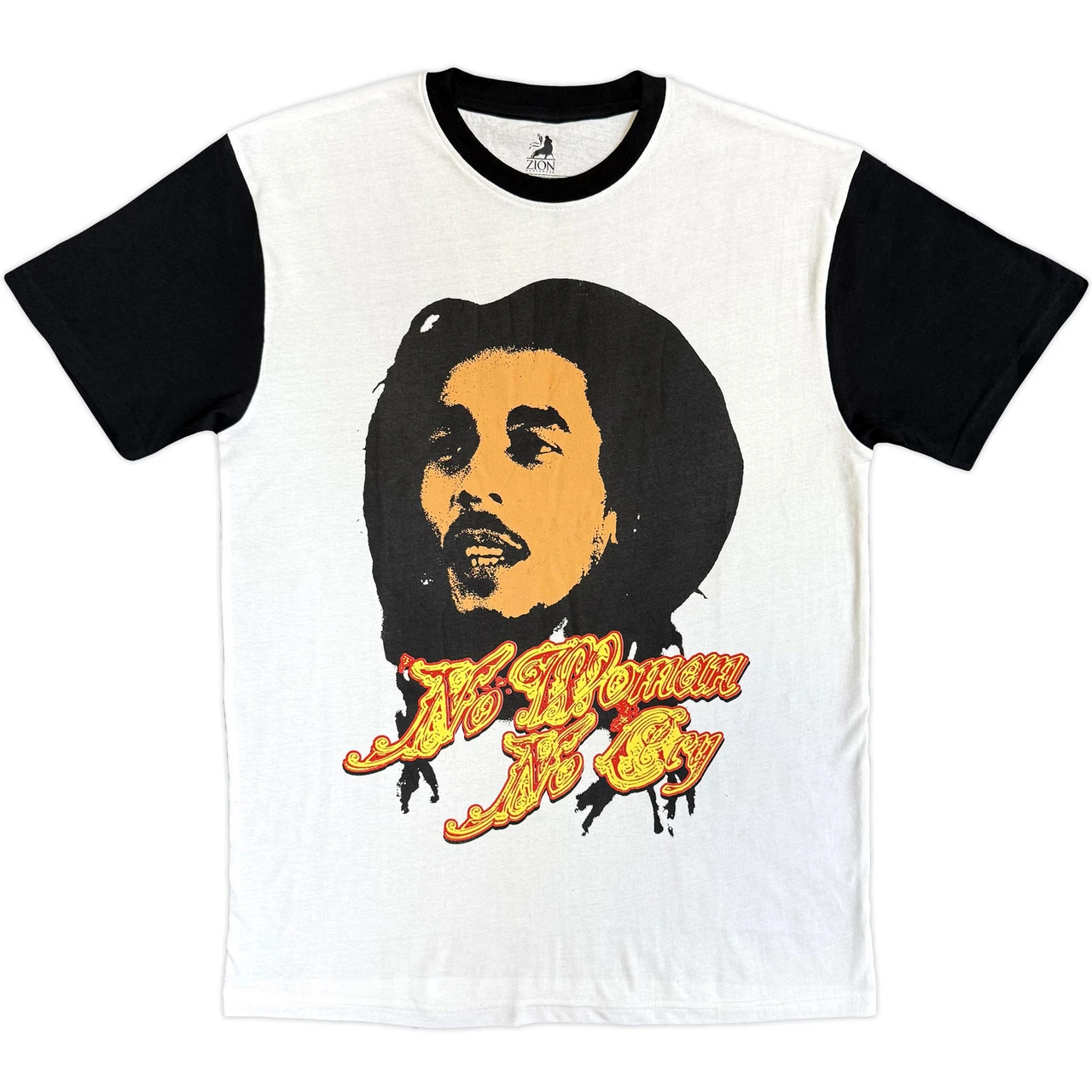 Bob Marley 'No Woman' (White & Black) Eco Raglan T-Shirt