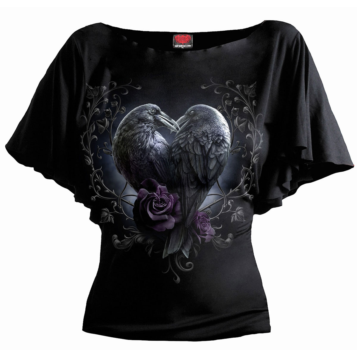Spiral 'Raven Heart' (Black) Latin Boatneck Top