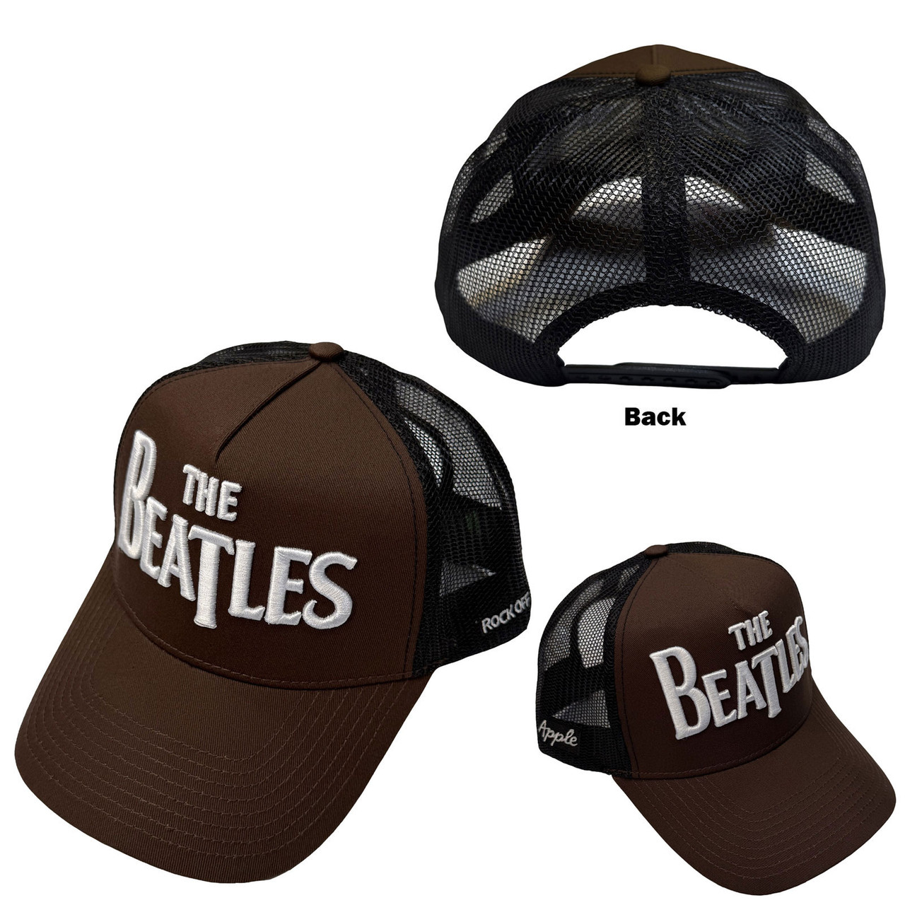 The Beatles 'Drop T Logo & Apple' (Brown & Black) Trucker Cap