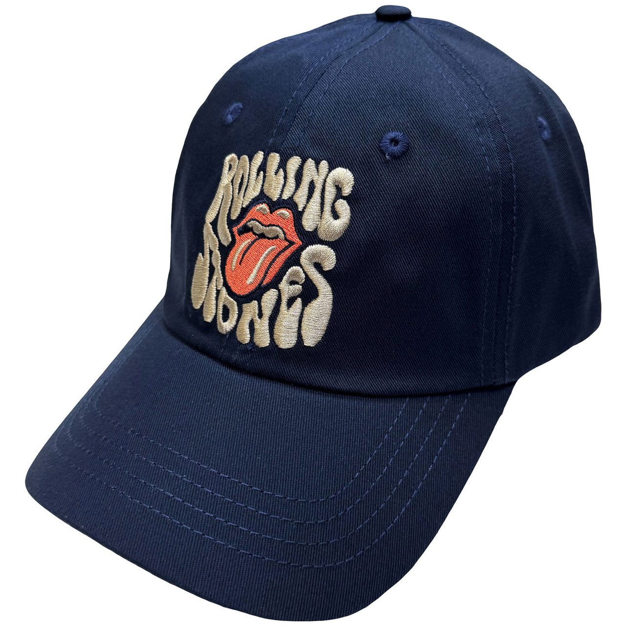 The Rolling Stones 'Swirl Tongue Logo' (Navy Blue) Baseball Cap