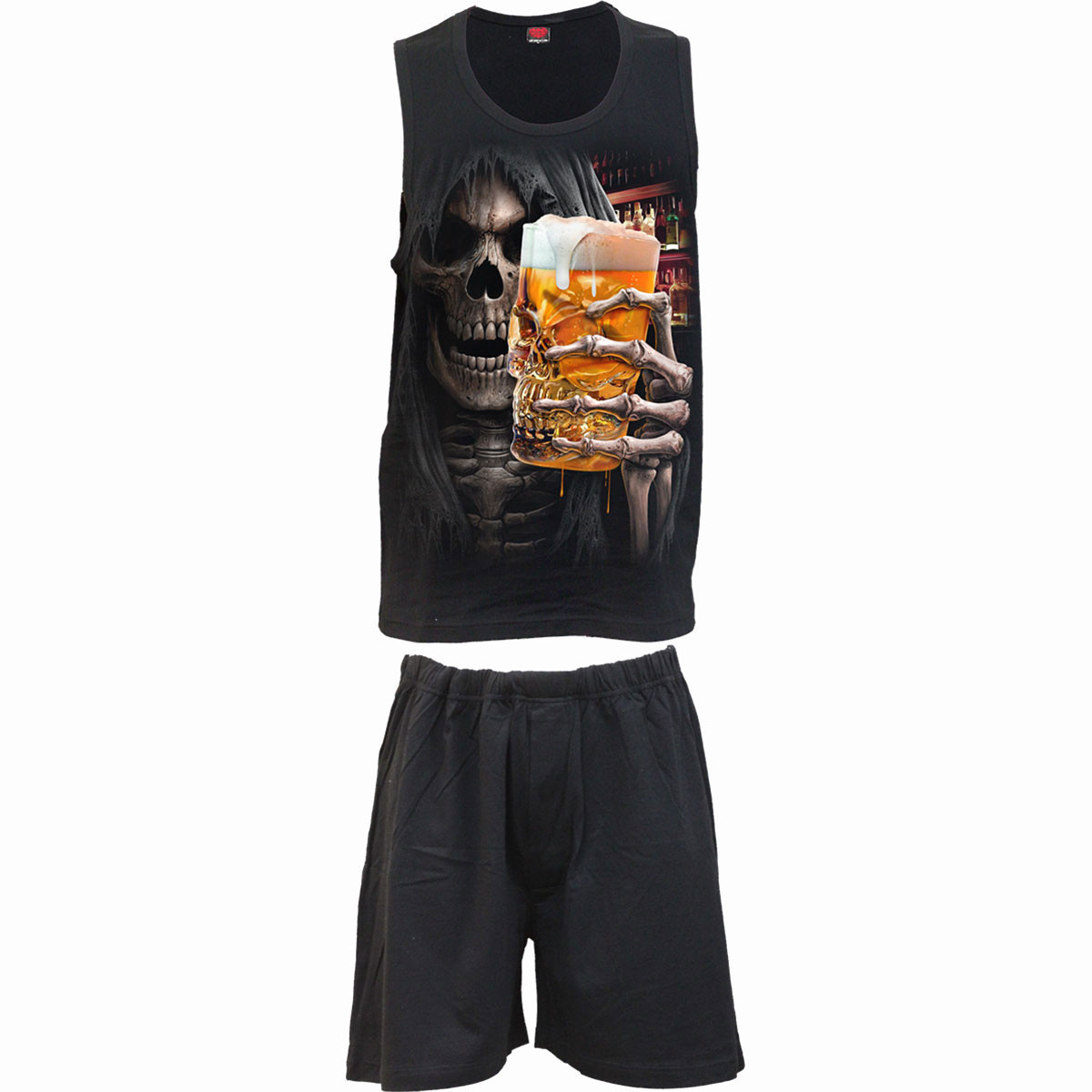 Spiral 'Triple 6' (Black) 4 Piece Gothic Pyjama Set