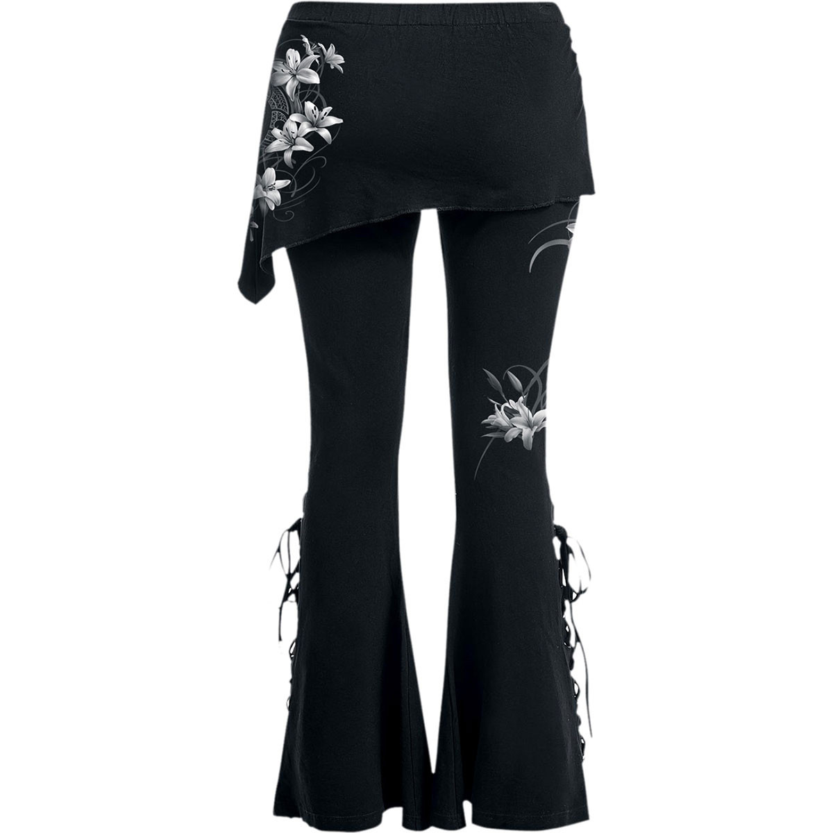 Spiral 'Pure Of Heart' (Black) Womens Fitted Boot Cut Leggings with Micro Skirt