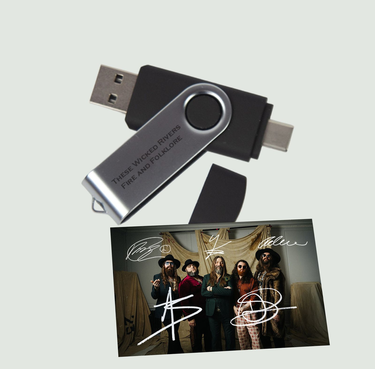 These Wicked Rivers 'Fire And Folklore' USB Stick + Exclusive Signed Photo Card