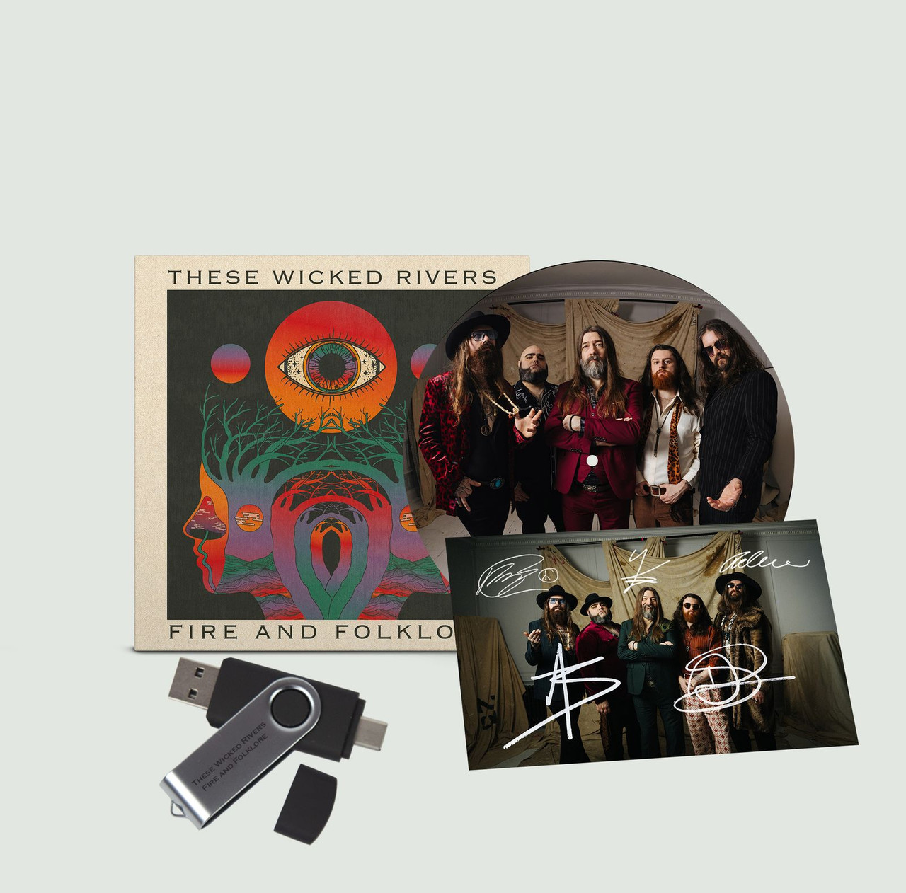 These Wicked Rivers 'Fire And Folklore' LP Picture Disc Vinyl, USB + Exclusive Signed Photo Card