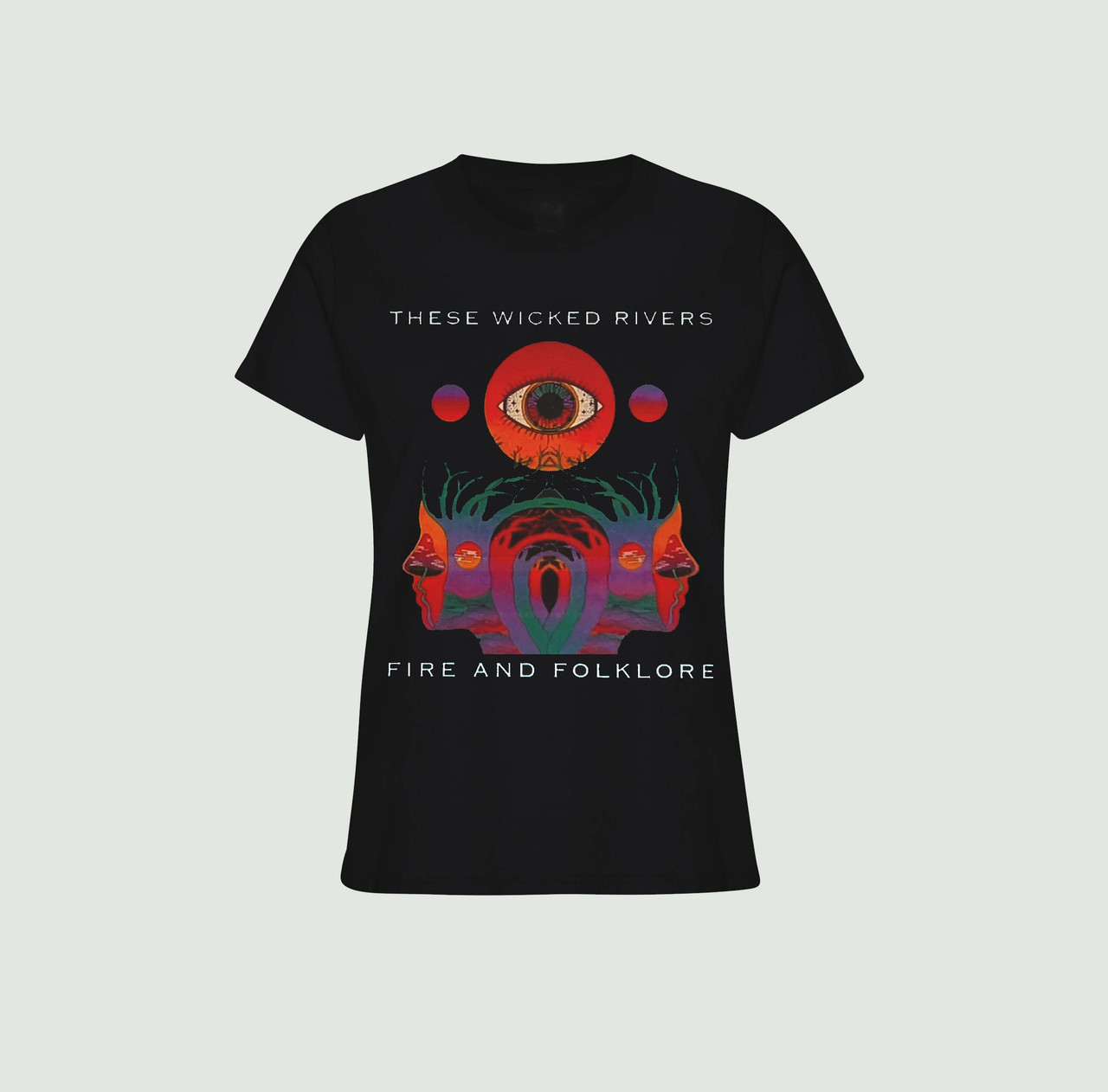 These Wicked Rivers 'Fire And Folklore' Womens Fitted Black T-Shirt