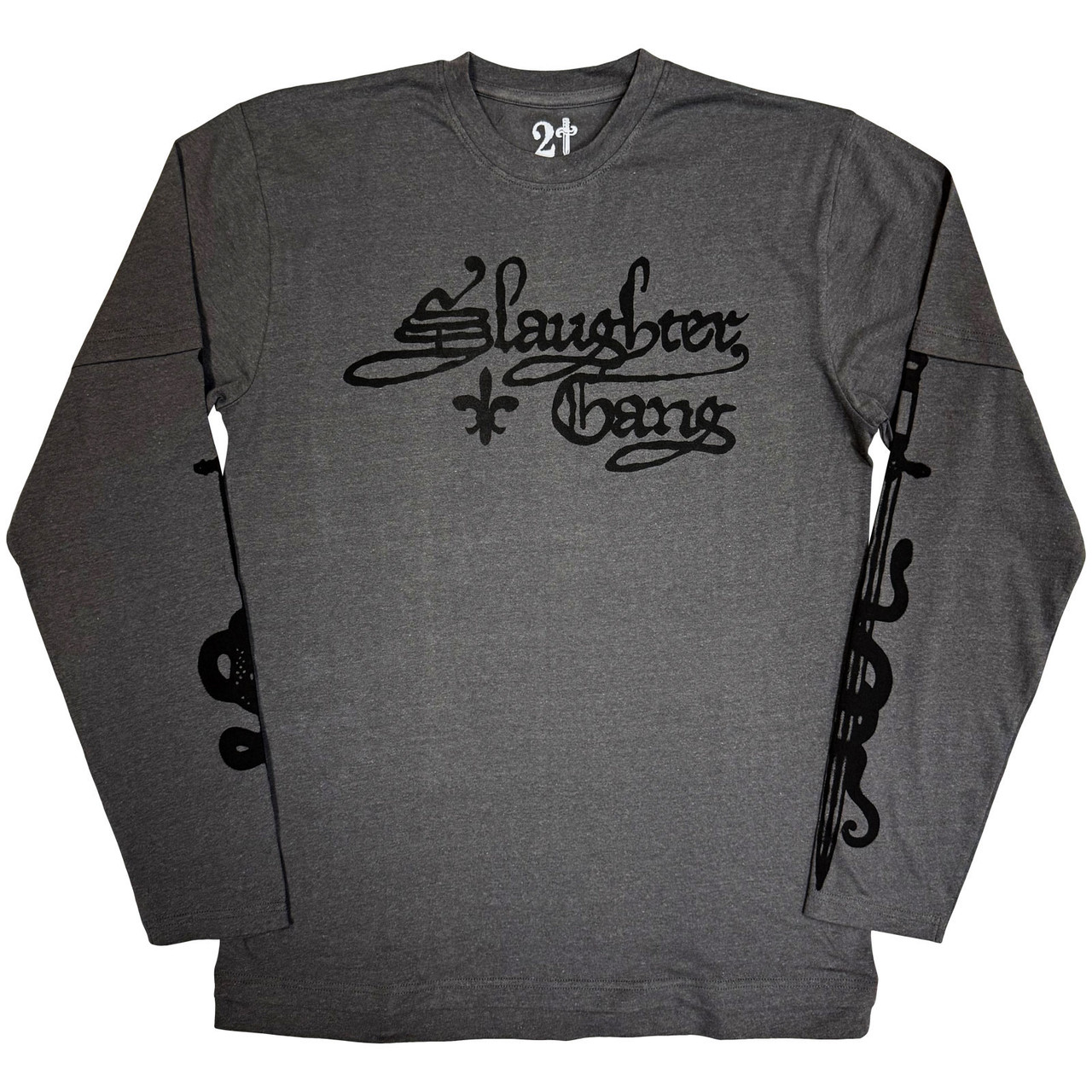 21 Savage 'Slaughter Gang' (Charcoal Grey) Eco Layered Long Sleeve Shirt