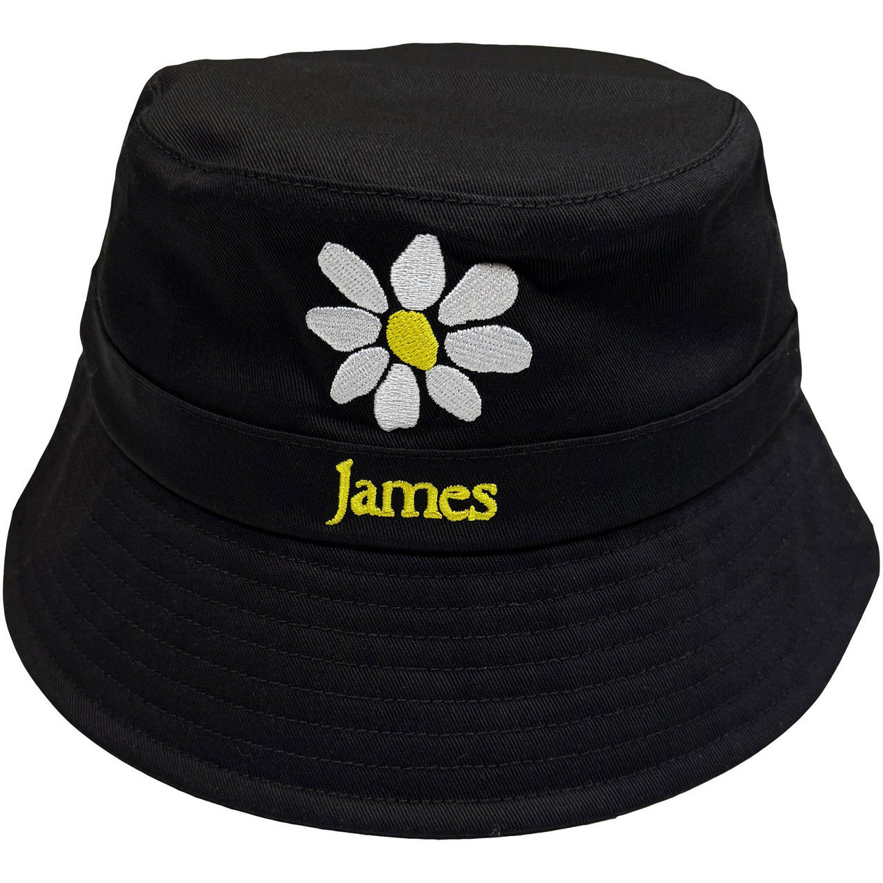 James 'Yellow Logo White Daisy' (Black) Bucket Hat