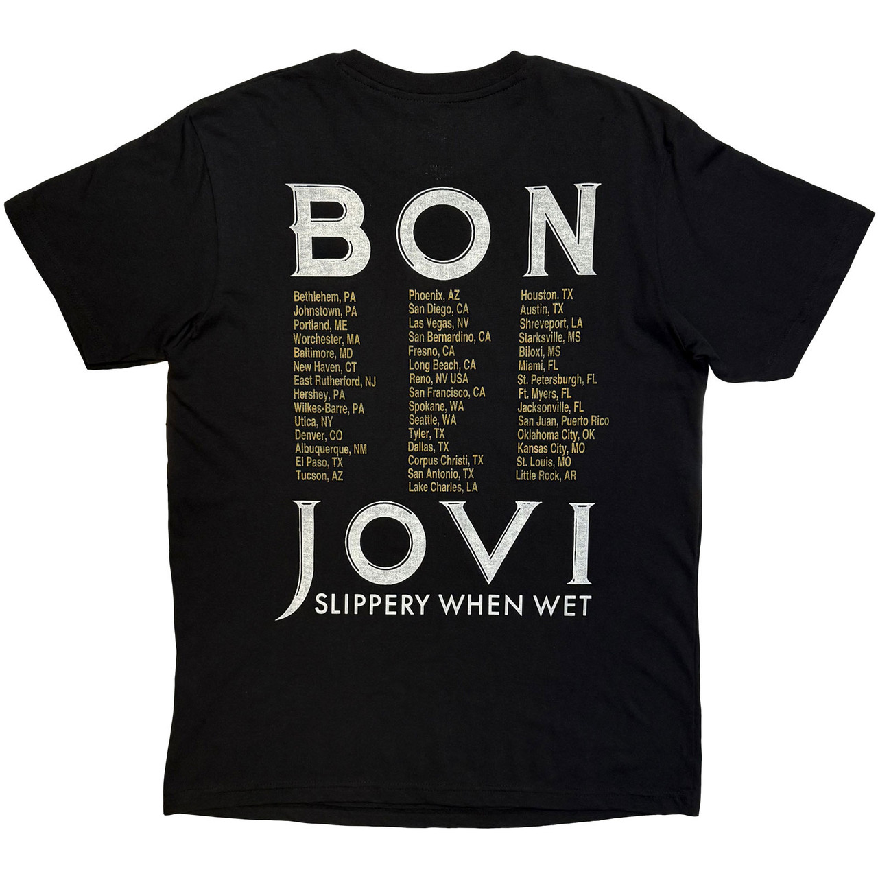 Bon Jovi 'Tour '87 Road Sign' (Black) T-Shirt