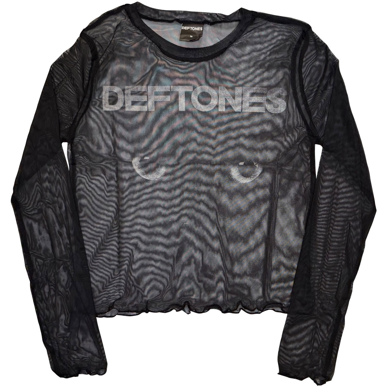 Deftones 'Sphynx' (Black) Womens Fitted Long Sleeve Mesh Crop Top