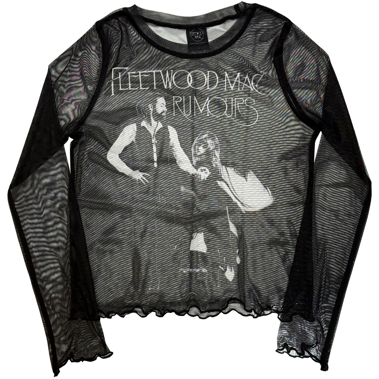 Fleetwood Mac 'Rumours' (Black) Womens Fitted Long Sleeve Mesh Crop Top