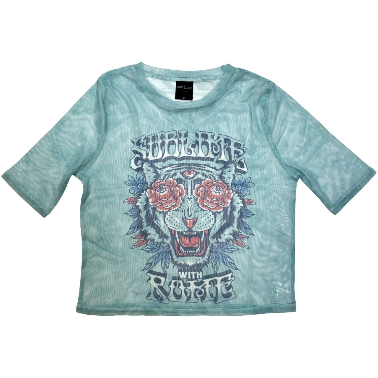 Sublime 'With Rome' (Light Blue) Womens Fitted Mesh Crop Top