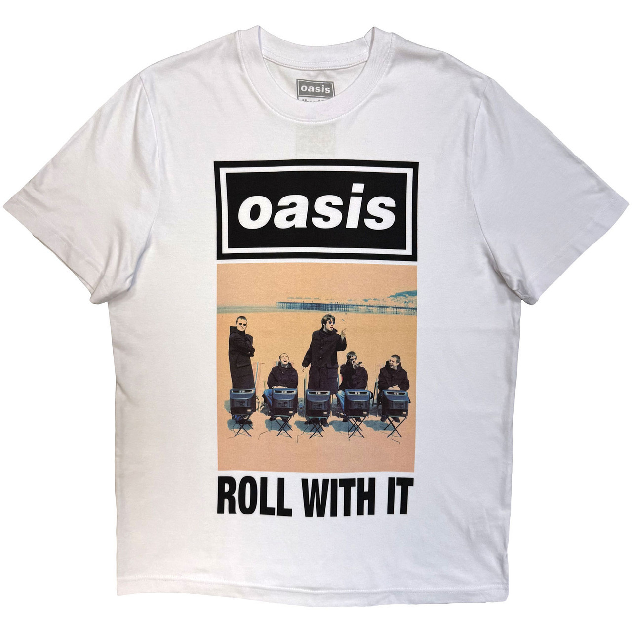Oasis 'Roll With It Single Cover' (White) Ex-Tour T-Shirt