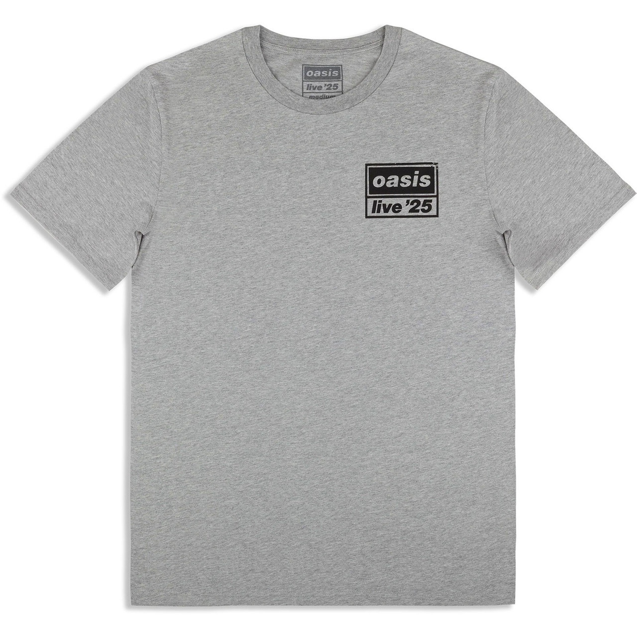 Oasis 'Live 25 Distressed Lockup Pocket' (Grey) Ex-Tour T-Shirt