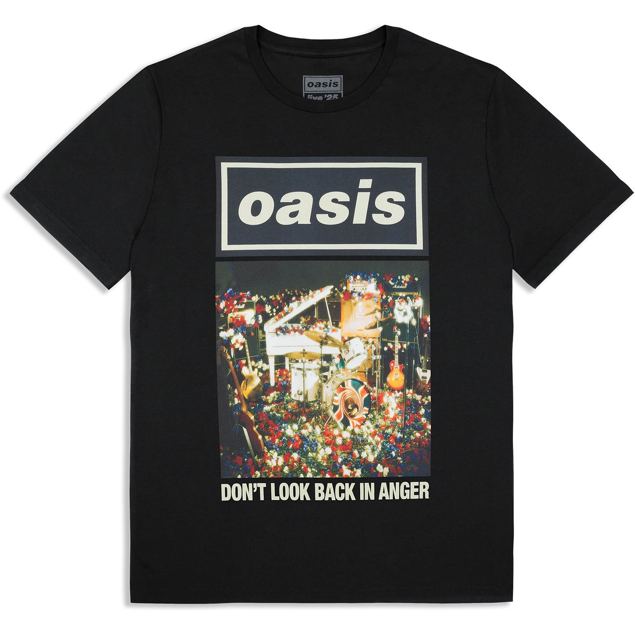 Oasis 'Don't Look Back In Anger Single Cover' (Black) Ex-Tour T-Shirt