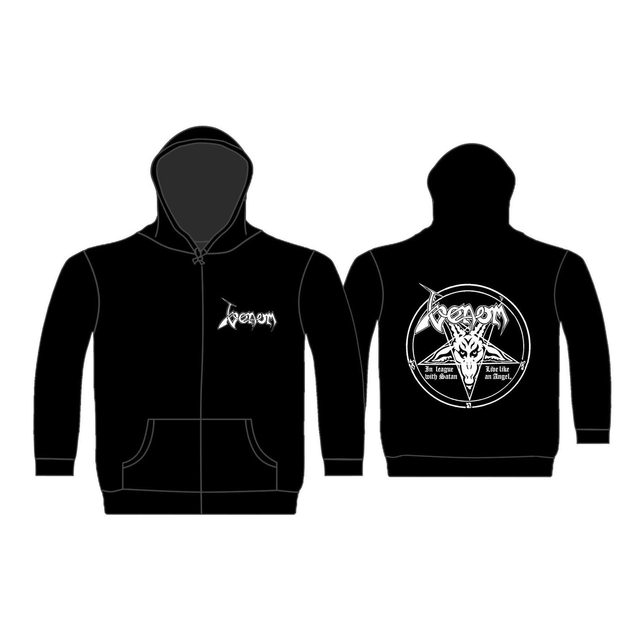 Venom 'In League With Satan v1' (Black) Zip Up Hoodie