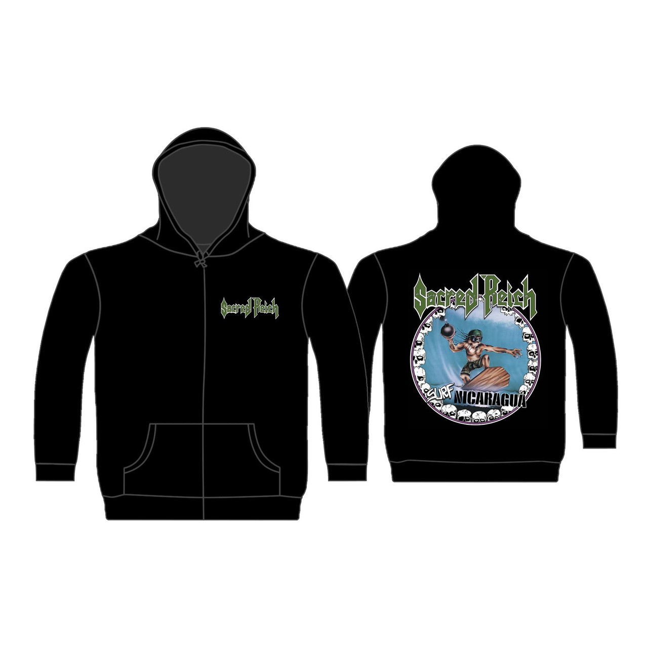 Sacred Reich 'Surf Nicaragua' (Black) Zip Up Hoodie