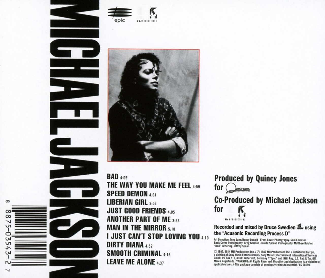 Michael Jackson 'Bad' CD
