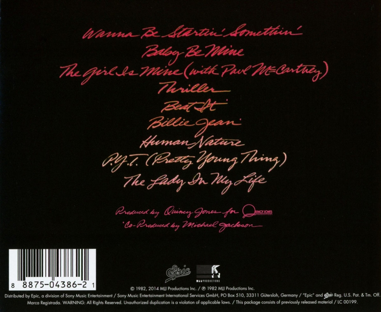 Michael Jackson 'Thriller' CD