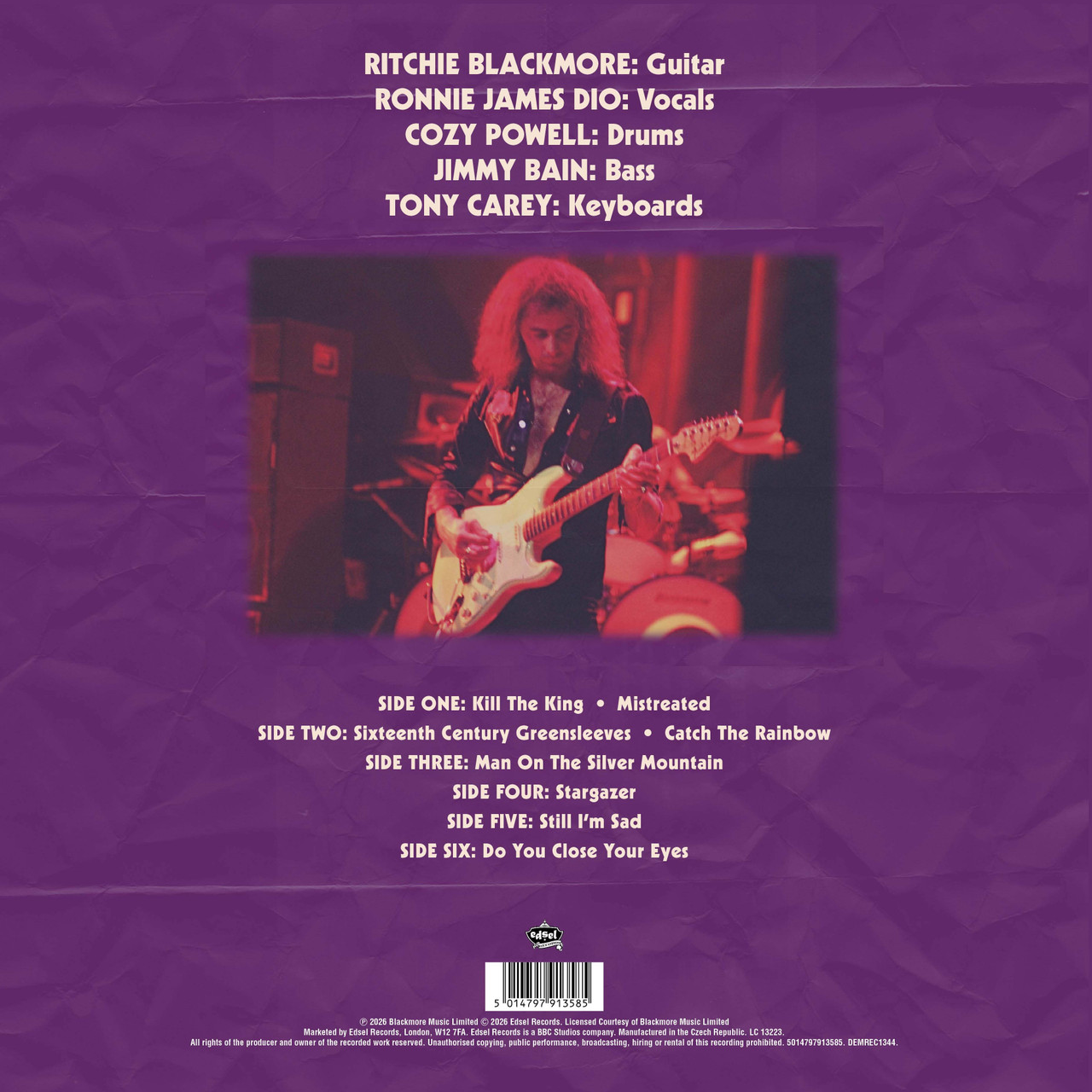 PRE-ORDER - Ritchie Blackmore's Rainbow 'Live In Nurnberg 1976 - Nurnberg Messezentrum Hall 28.9.1976' 3LP Black Vinyl - RELEASE DATE 28th August 2026