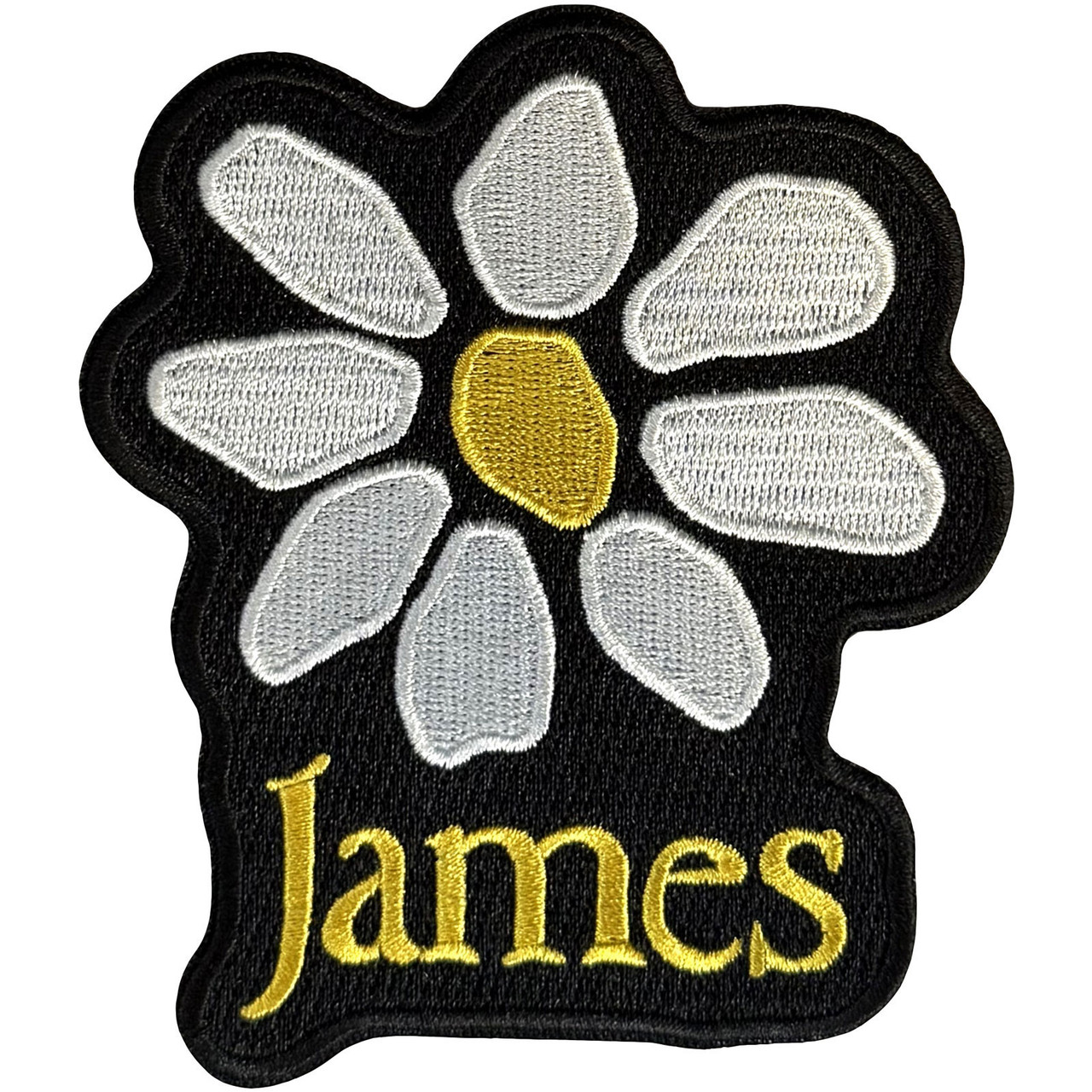 James 'Yellow Logo White Daisy' Iron On Woven Patch