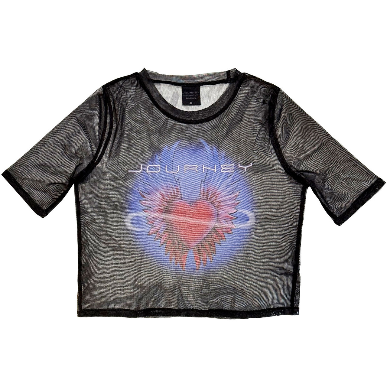 Journey 'Heart' (Black) Womens Fitted Mesh Crop Top
