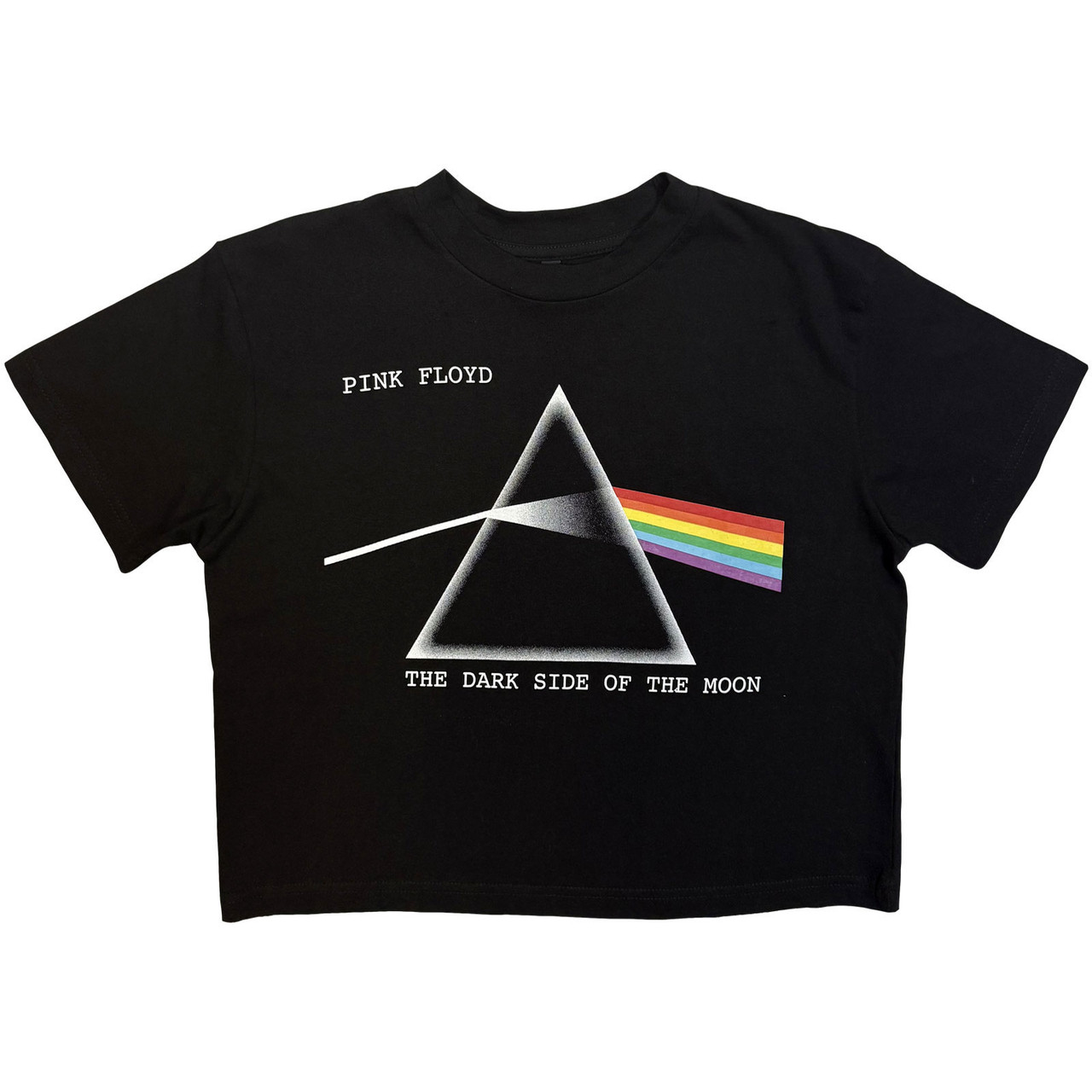 Pink Floyd 'Dark Side of the Moon Courier' (Black) Womens Fitted Crop Top