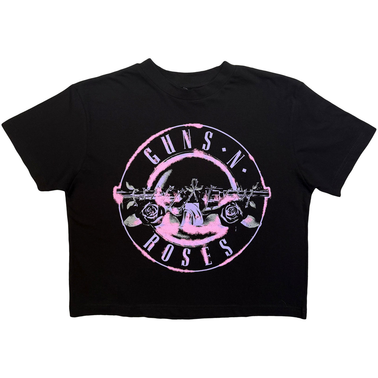 Guns N' Roses 'Pink Bullet' (Black) Womens Fitted Crop Top