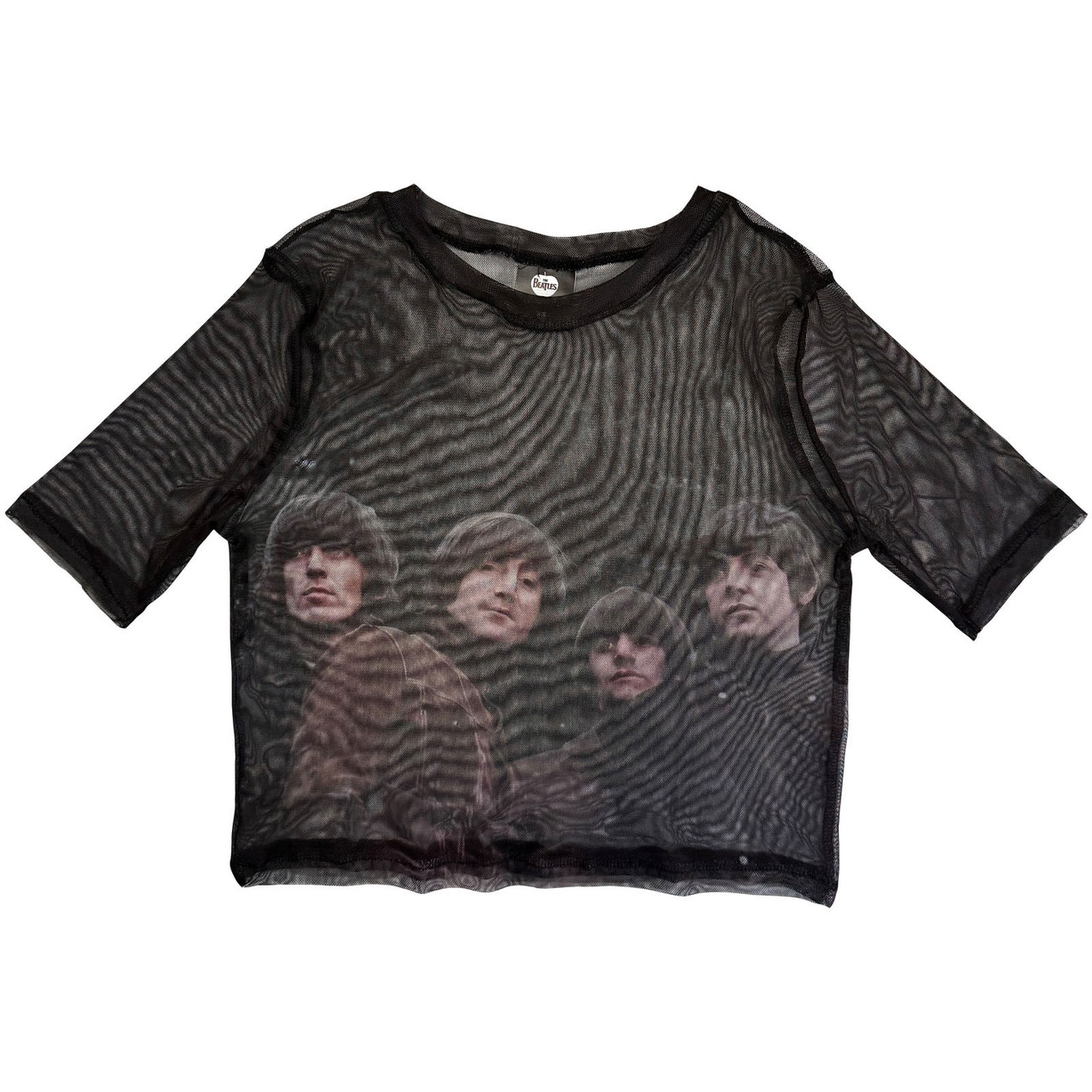The Beatles 'Rubber Soul' (Black) Womens Fitted Mesh Crop Top