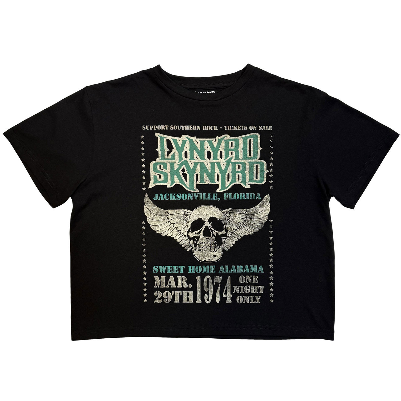 Lynyrd Skynyrd 'Winged Skull' (Black) Womens Fitted Crop Top