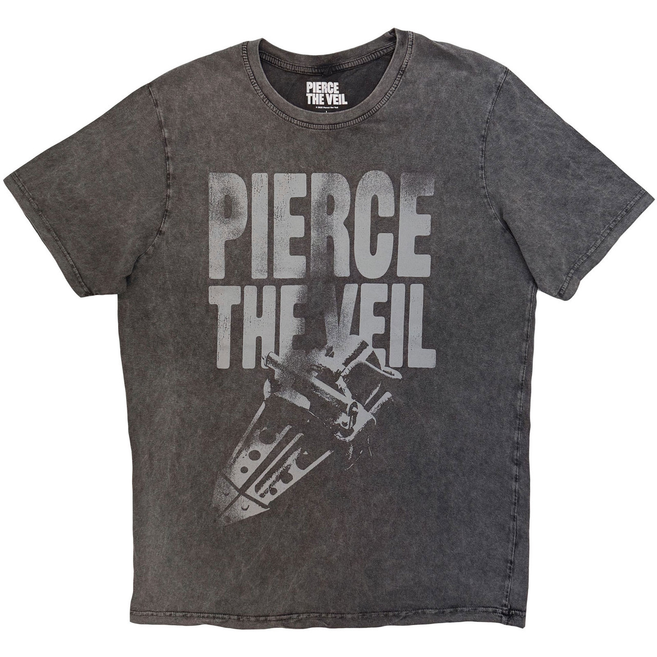 Pierce The Veil 'Large Text' (Charcoal Grey) Stone Wash Limited Edition T-Shirt
