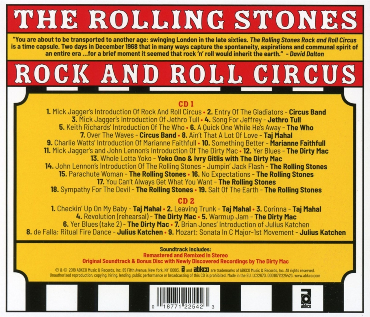 The Rolling Stones 'Rock N' Roll Circus' 2CD
