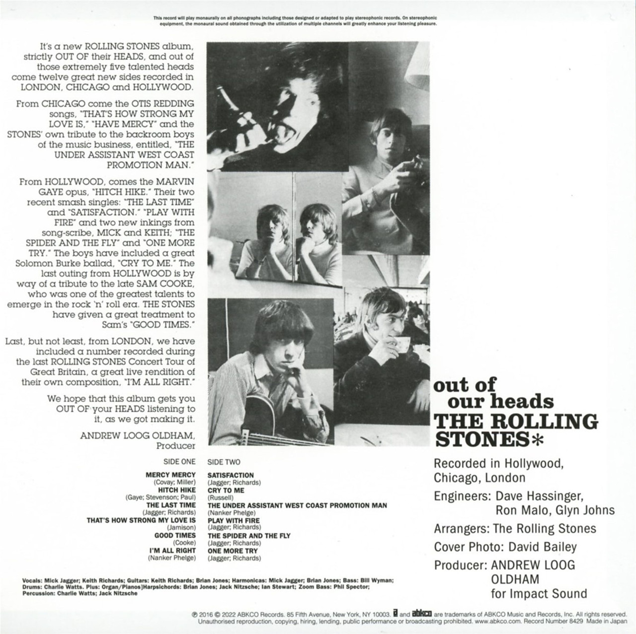 The Rolling Stones 'Out Of Our Heads' (US Version/Limited Japan SHM-CD/Mono) CD