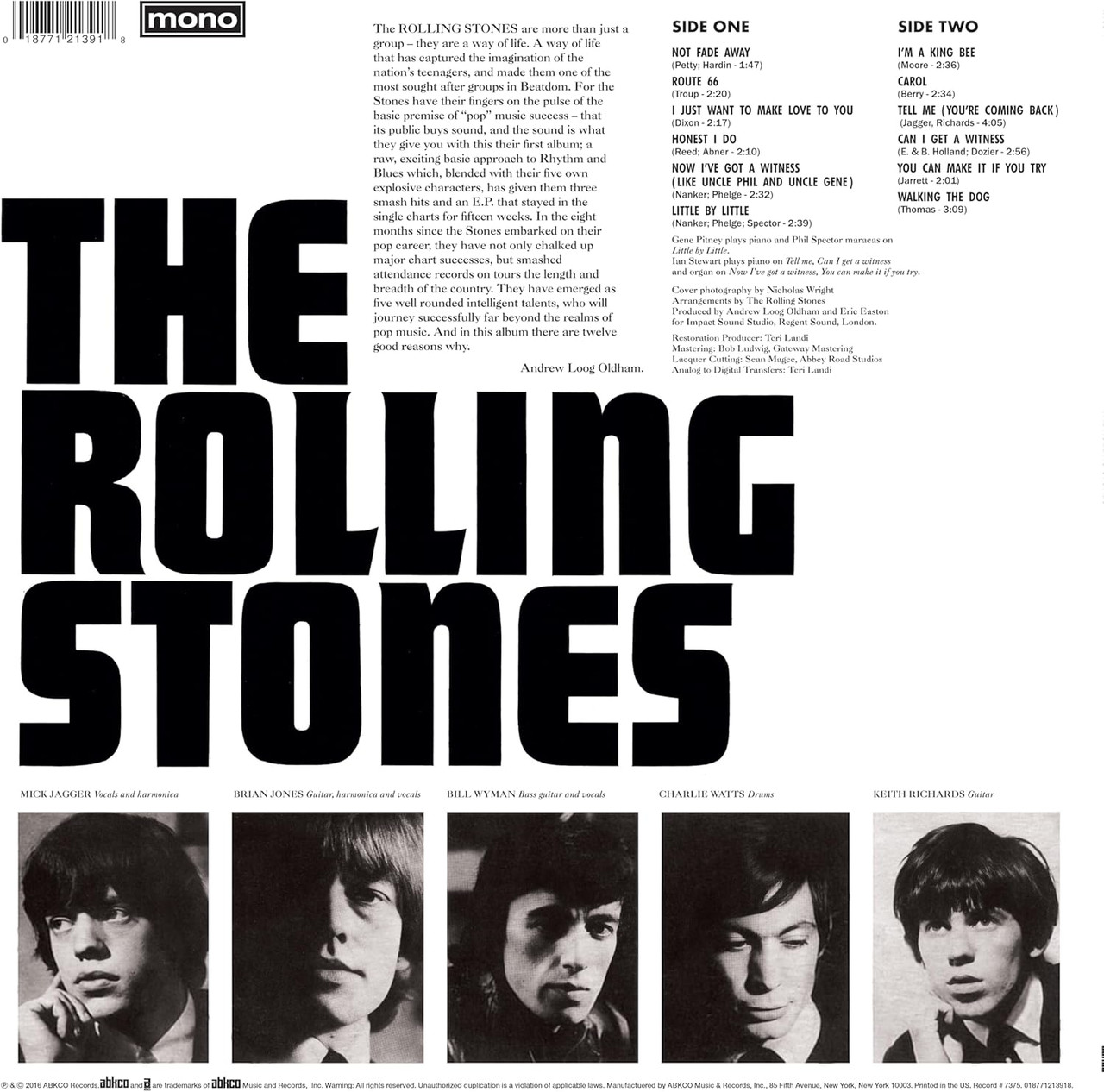 The Rolling Stones 'England's Newest Hit Makers' LP Black Vinyl
