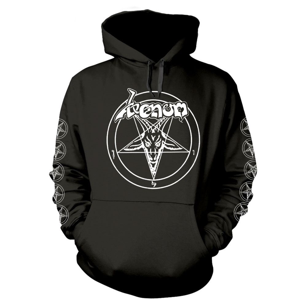 Venom 'Baphomet Pentagram White' (Black) Pull Over Hoodie