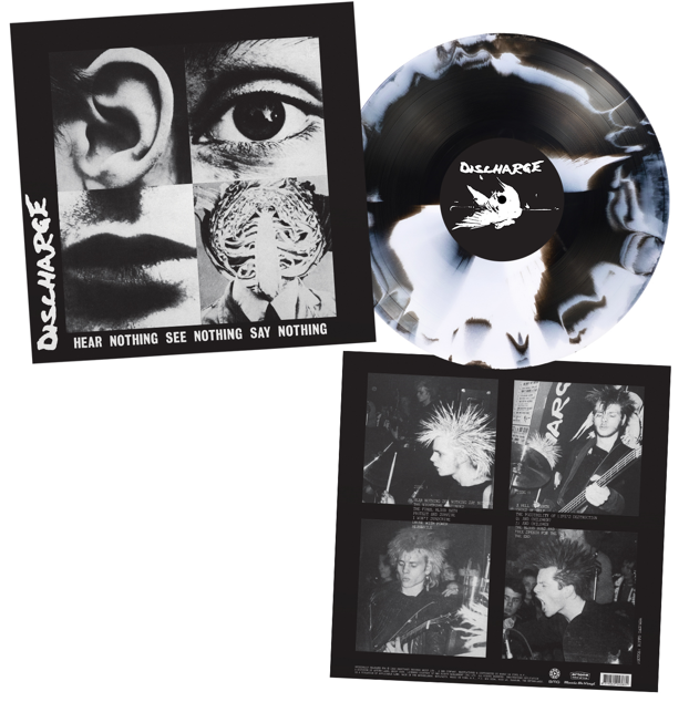 PRE-ORDER - Discharge 'Hear Nothing See Nothing Say Nothing' LP White Black Swirl Vinyl - RELEASE DATE 18th September 2026