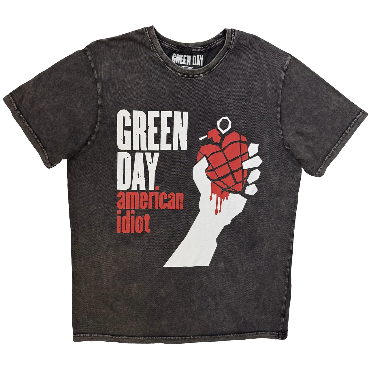Green Day 'American Idiot' (Charcoal Grey) Stone Wash Limited Edition T-Shirt