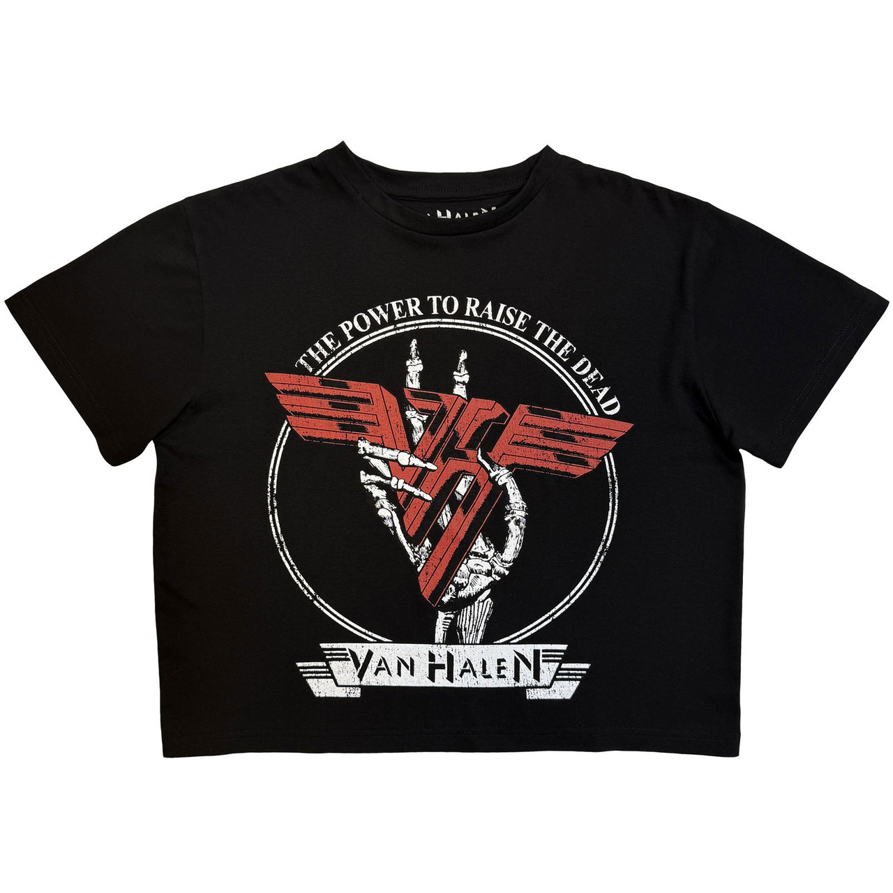 Van Halen 'The Power To Raise The Dead' (Black) Womens Fitted Crop Top