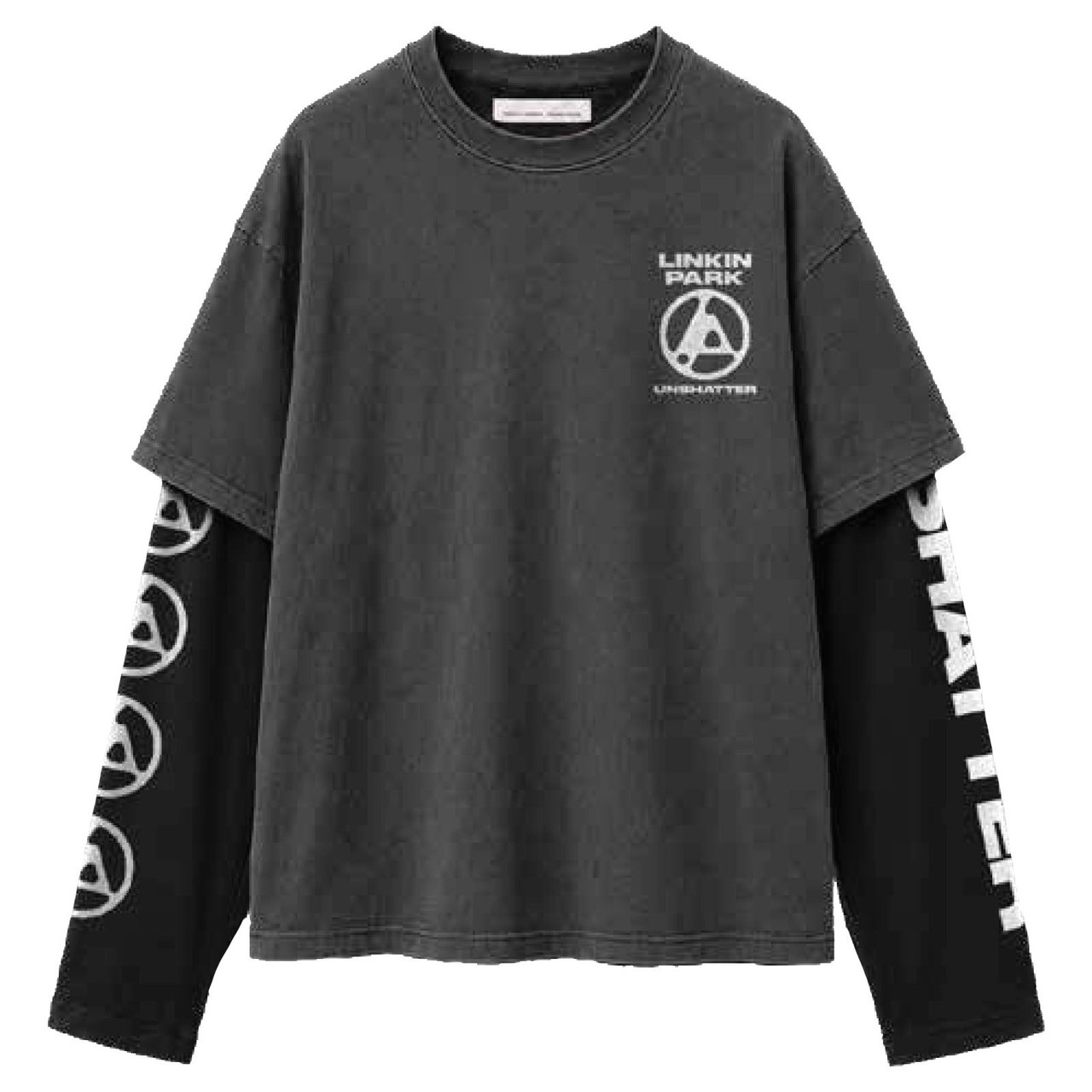 Linkin Park 'Unshatter' (Charcoal Grey & Black) Layered Long Sleeve Shirt
