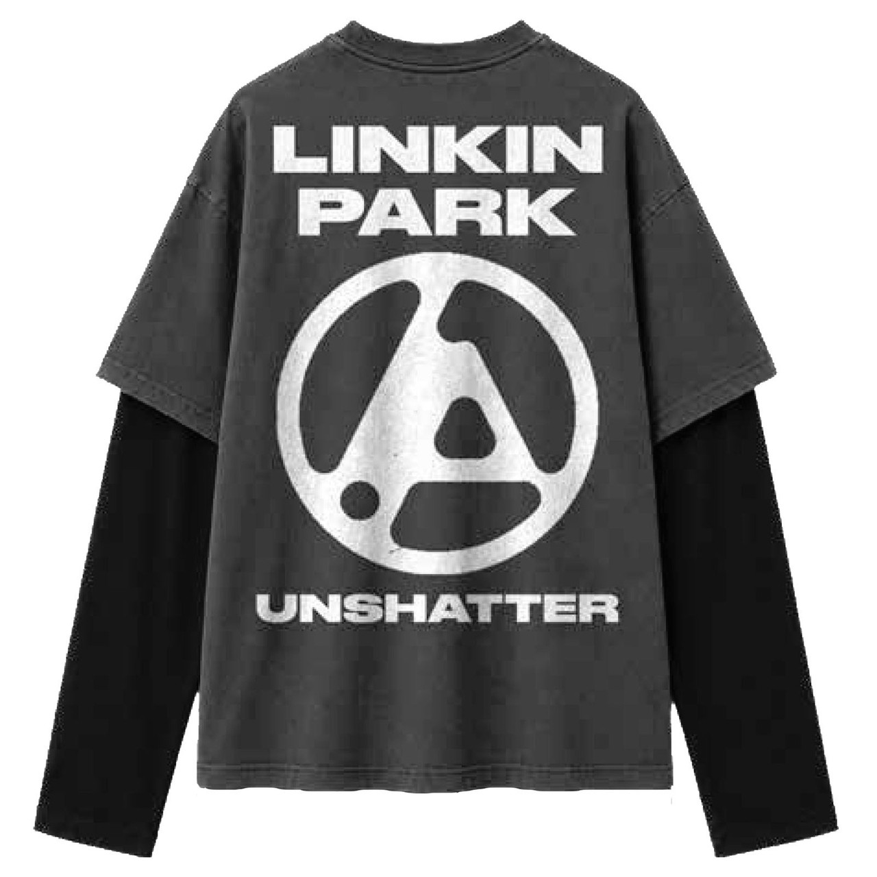 Linkin Park 'Unshatter' (Charcoal Grey & Black) Layered Long Sleeve Shirt