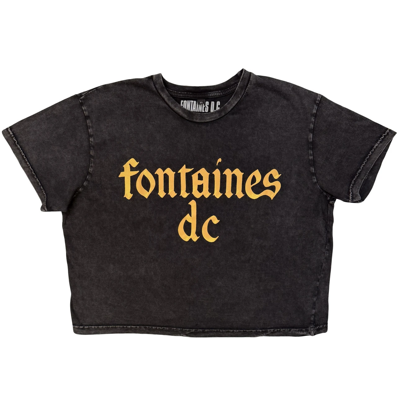 Fontaines D.C. 'Gothic Logo' (Charcoal Grey) Womens Fitted Stone Wash Crop Top