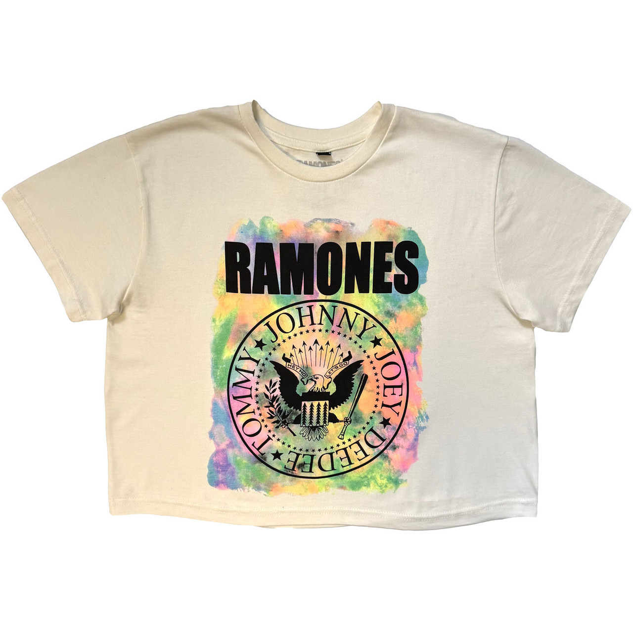 Ramones 'Painted Seal' (White) Womens Fitted Stone Wash Crop Top