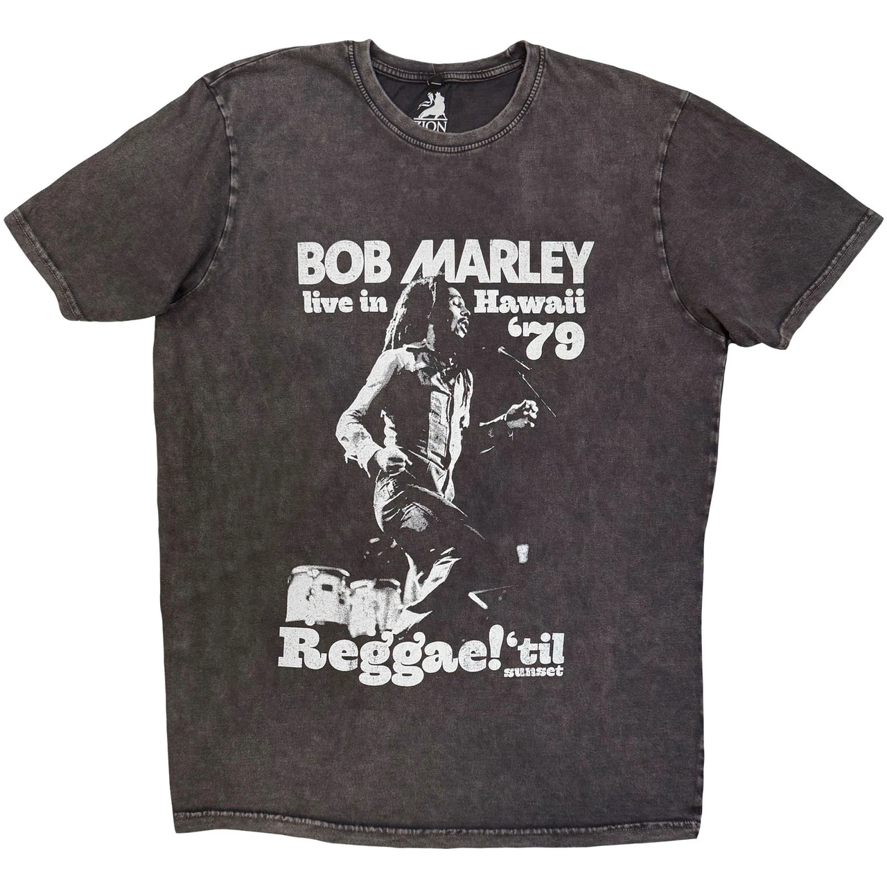 Bob Marley 'Hawaii' (Charcoal Grey) Stone Wash Limited Edition T-Shirt