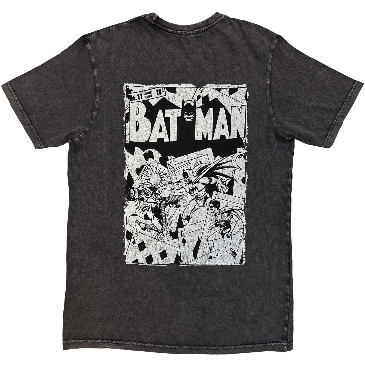 Batman 'Playing Cards' (Charcoal Grey) Stone Wash Limited Edition T-Shirt