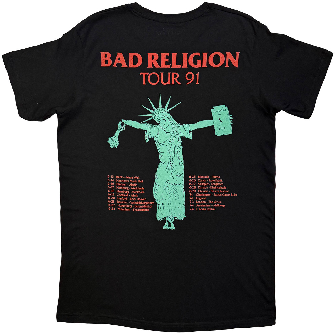 Bad Religion 'Liberty '91 Tour' (Black) T-Shirt