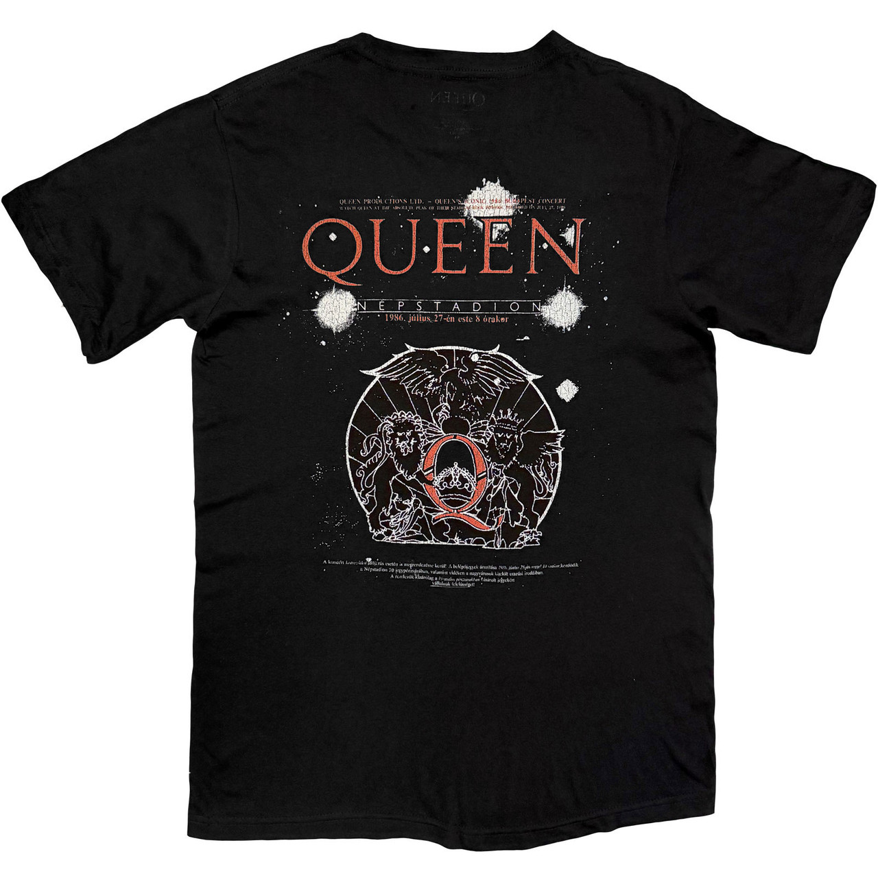 Queen 'Budapest Iconic Poster Crest' (Black) T-Shirt