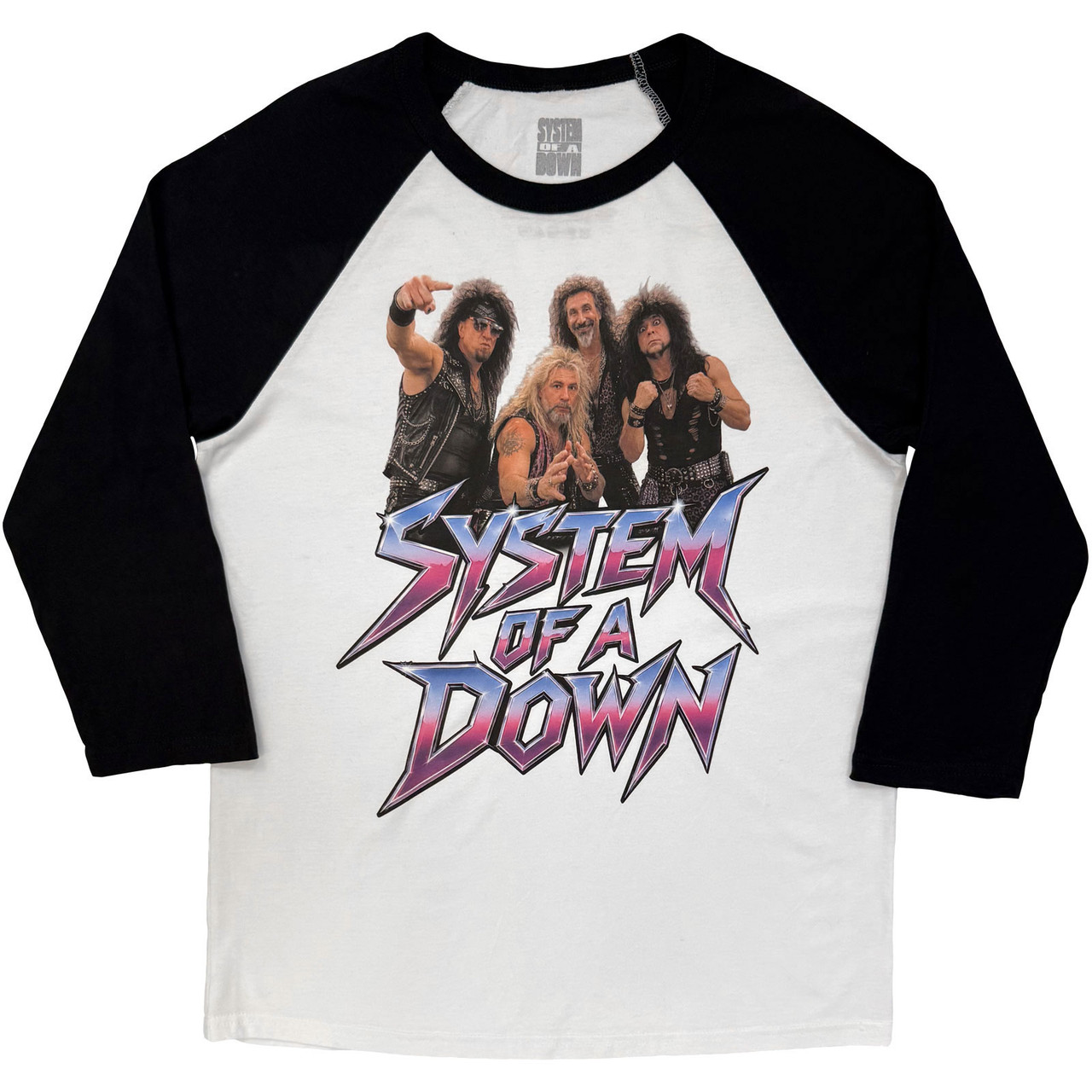System of a Down 'Hair Metal Tour '26' (Black & White) Ex-Tour Raglan T-Shirt